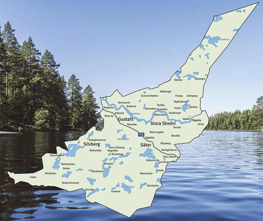 S&auml;ters kommun gr&auml;nsar i &ouml;ster till Hedemora och i v&auml;ster till Borl&auml;nge och Falun, i s&ouml;der till Smedjebacken och i norr till Falun. S&auml;ters residensstad &auml;r Falun och Dalarna tillh&ouml;r V&auml;ster&aring;s stift.