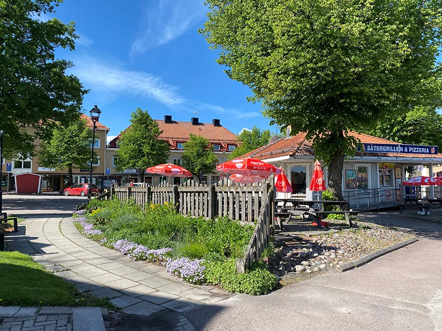 Kiosk i en stad